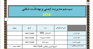 دستورالعمل بهداشت حرفه اي HSE